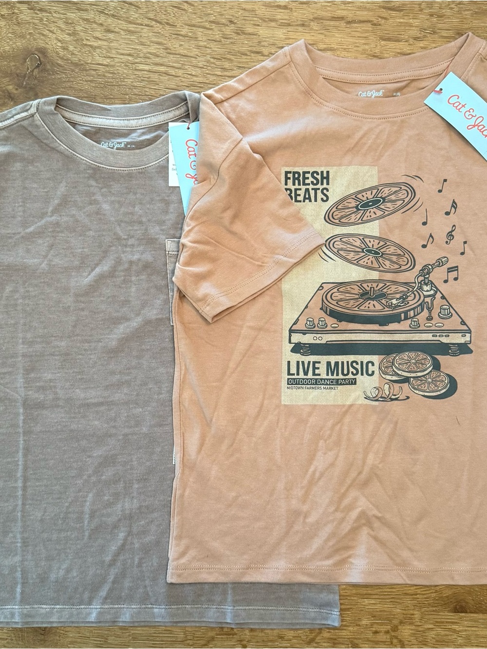 Cat & Jack Brown Graphic 'Live Music' Tee with Brown Crew Tee